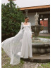 Ivory Satin Chic Wedding Dress With Detachable Tulle Train